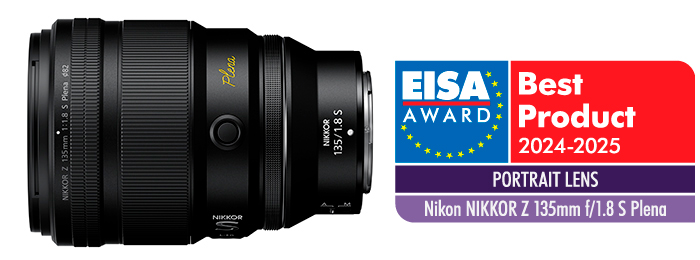 A NIKKOR Z 135 mm f/1.8 S vence o prmio de melhor da sua classe na categoria Objetiva para retratos