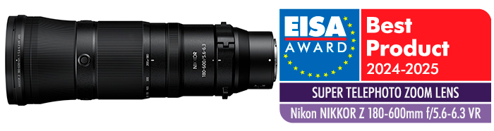 A NIKKOR Z 180-600mm f/5.6-6.3 VR ganha o prmio para a melhor na categoria Objetiva com zoom superteleobjetiva.