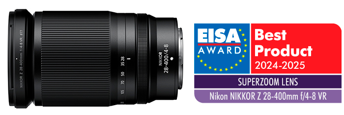 A NIKKOR Z 28-400mm f/4-8 VR ganha o prmio para a melhor na categoria Objetiva superzoom.